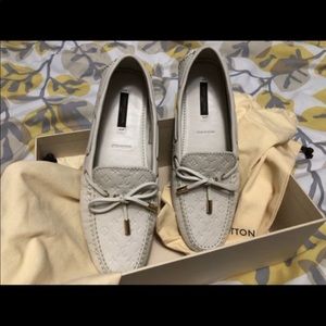 Louis Vuitton Gloria White Loafers Monogram
